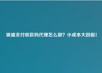 银盛支付收款码代理怎么做