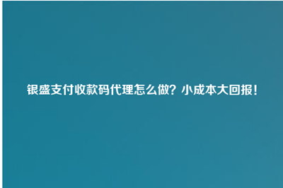 银盛支付收款码代理怎么做